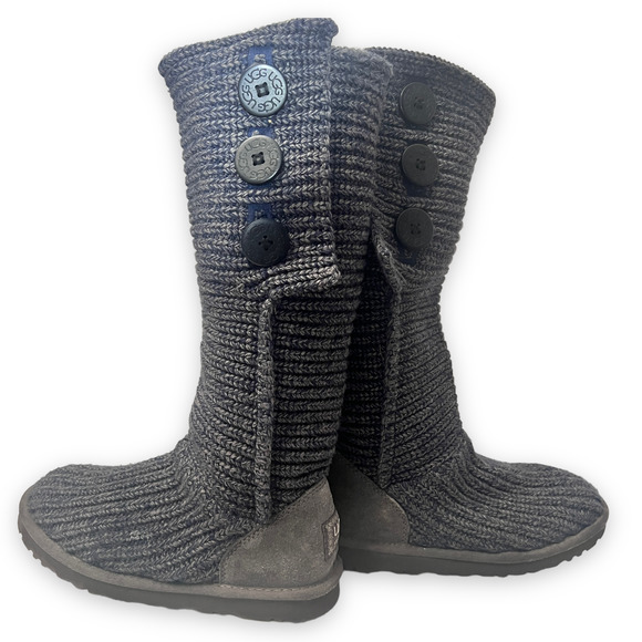 UGG Australia Classic 5819 Cardy Blue/Gray Knit Sweater Boots Sz 7 - Picture 7 of 11
